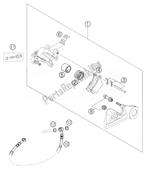 All parts for the Brake Caliper Rear Brembo of the KTM 400 EXC Racing Europe 2004