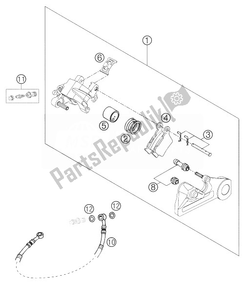 All parts for the Brake Caliper Rear of the KTM 450 SX F Europe 2007