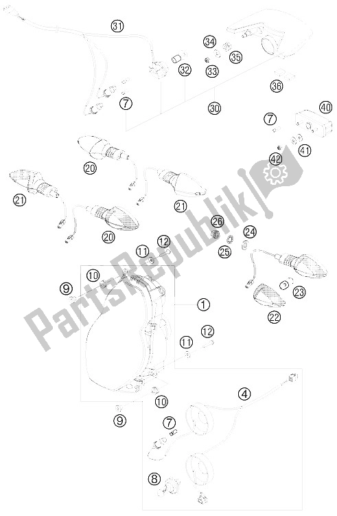 Alle onderdelen voor de Verlichtingssysteem van de KTM 990 Adventure R USA 2009