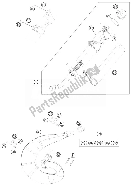 Wszystkie części do System Wydechowy KTM 250 SX Europe 2014