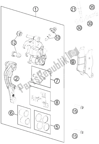 All parts for the Brake Caliper Front of the KTM 450 SX F Factory Edition USA 2015