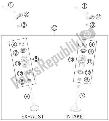 Tutte le parti per il Azionamento Della Valvola del KTM 350 XC F USA 2014