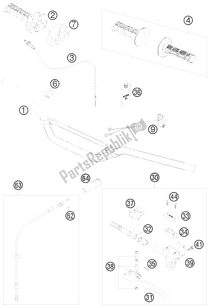 Tutte le parti per il Manubrio, Comandi del KTM 65 SX Europe 6003H6 2008