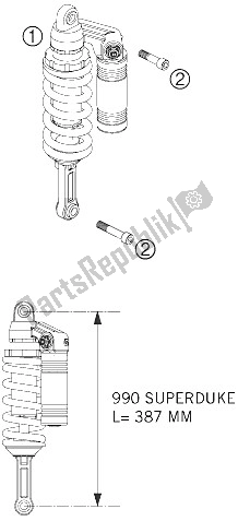 Tutte le parti per il Ammortizzatore del KTM 990 Superduke Orange Europe 2005