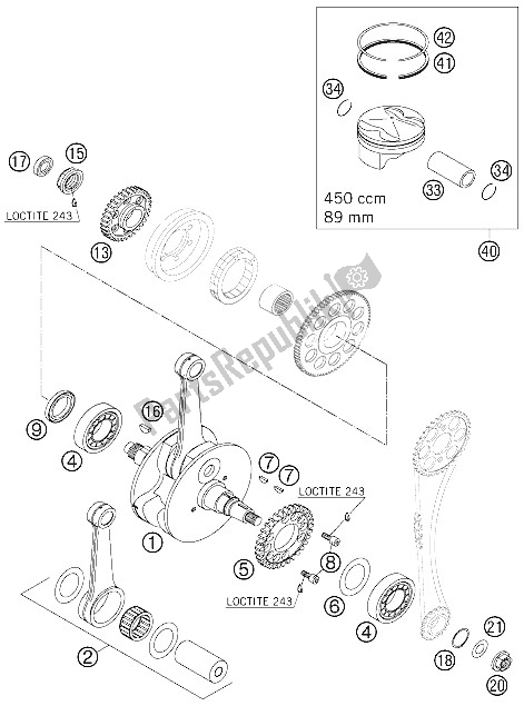 Tutte le parti per il Albero Motore, Pistone del KTM 450 EXC Racing Europe 2006