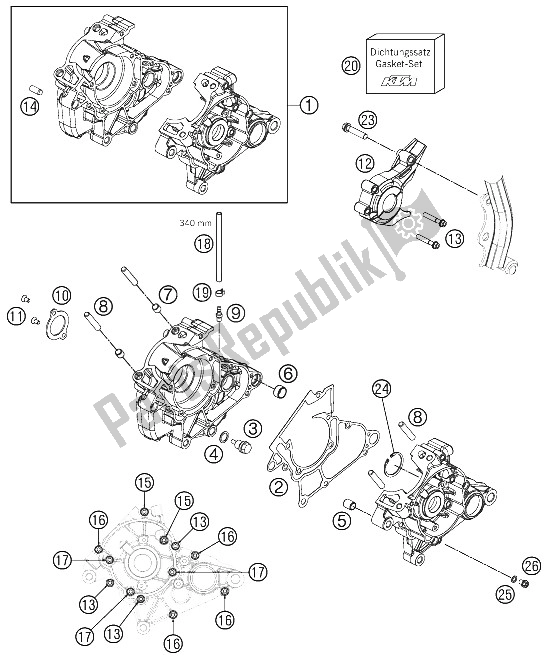 All parts for the Engine Case of the KTM 50 SX Mini Europe 2016