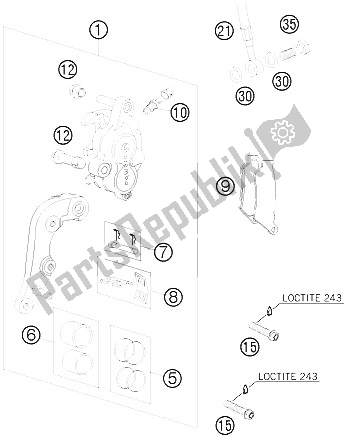 All parts for the Brake Caliper Front of the KTM 400 EXC Australia 2009