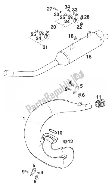 Todas las partes para Escape Silenciador 125 Lc2'98 de KTM 125 LC2 80 Europe 1998