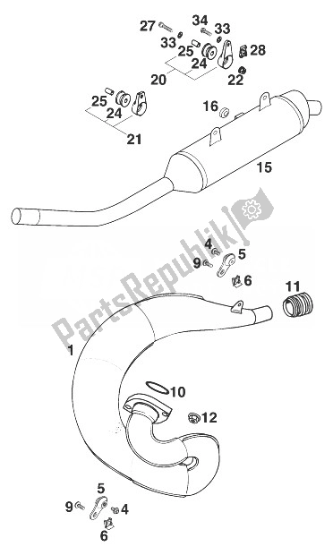 Todas las partes para Sistema De Escape. 125 Picadura '98 de KTM 125 Sting 98 Europe 1998