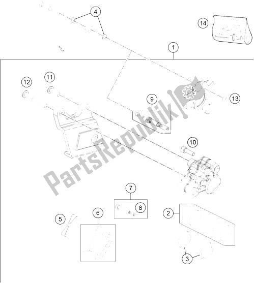 All parts for the Brake Caliper Rear of the KTM 50 SX Europe 2016