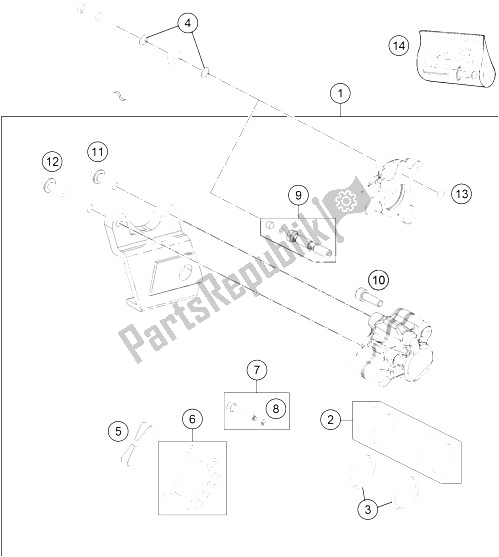 Todas las partes para Pinza De Freno Trasera de KTM 50 SXS 2016