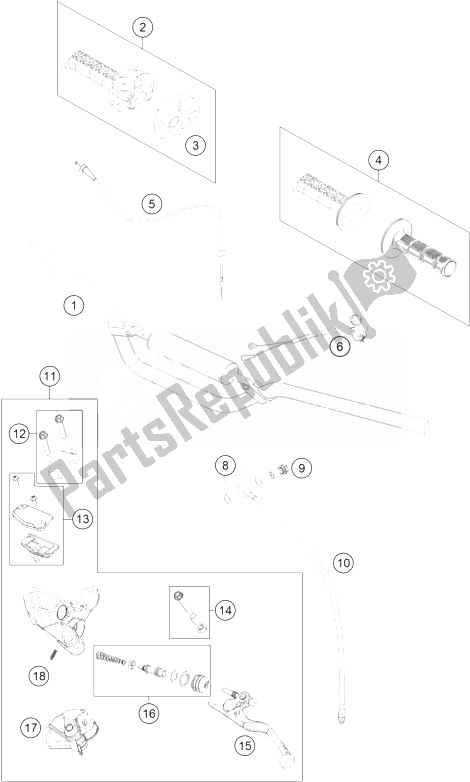 All parts for the Handlebar, Controls of the KTM 65 SXS USA 2014