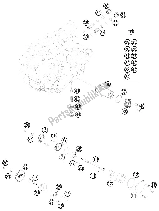 Tutte le parti per il Sistema Di Lubrificazione del KTM 400 EXC Australia 2009