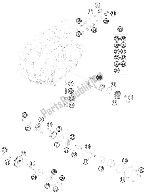 All parts for the Lubricating System of the KTM 400 EXC Factory Edit Europe 2011