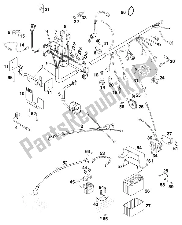 Todas las partes para Arnés De Cables Duke '99 de KTM 640 Duke II USA 2000