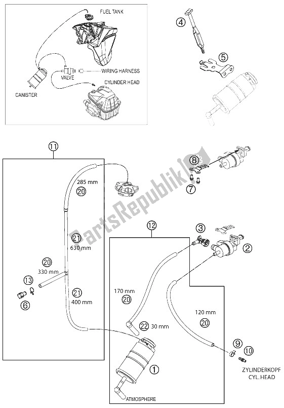 Toutes les pièces pour le Cartouche évaporative du KTM 500 EXC SIX Days USA 2016