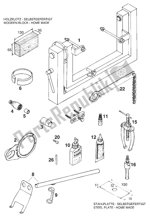 All parts for the Special Tools 350/400/620 L of the KTM 620 E XC 20 KW LT 94 Europe 1994