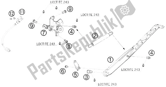 Todas as partes de Suporte Lateral / Central do KTM 690 Duke Black Europe 2009