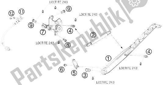 Tutte le parti per il Cavalletto Laterale / Centrale del KTM 690 Duke White USA 2008