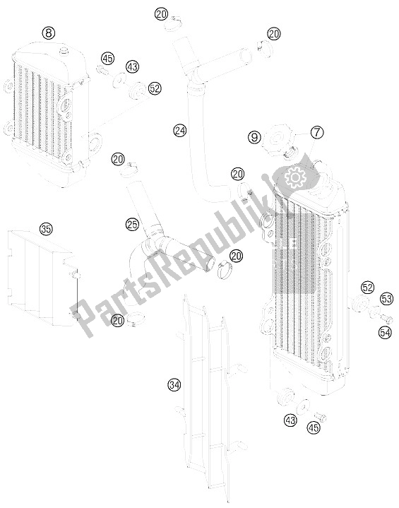 All parts for the Cooling System of the KTM 105 SX USA 2008