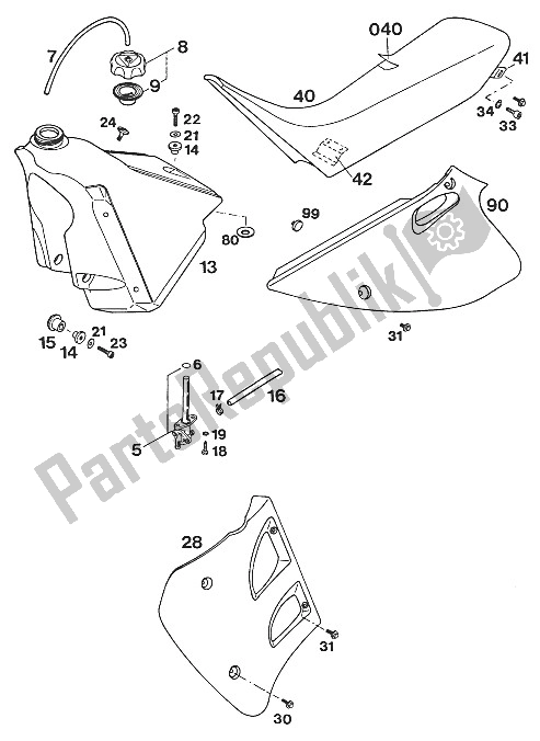 Todas las partes para Depósito De Combustible, Asiento, Cubriendo 94 de KTM 125 SX Europe 1994