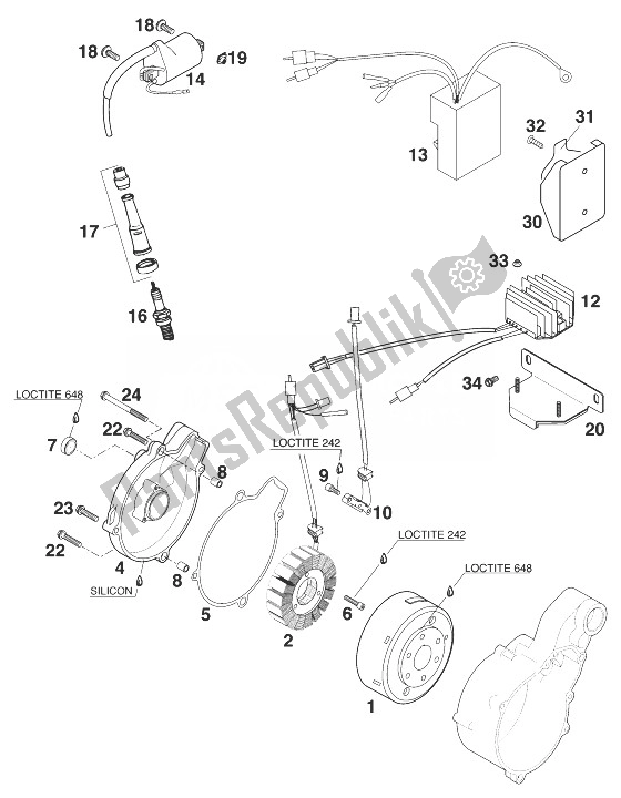 Alle onderdelen voor de Ontstekingssysteem Kokusan Lc4-e '97 van de KTM 400 RXC E USA 1998