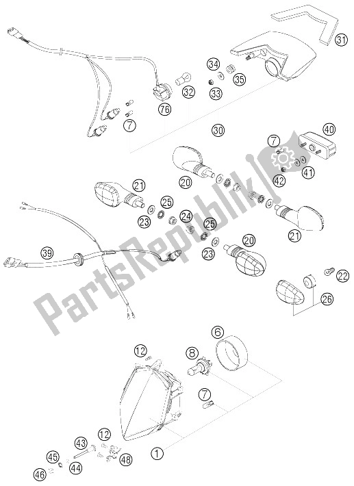 Todas las partes para Sistema De Iluminación de KTM 950 Superenduro R Australia 2006
