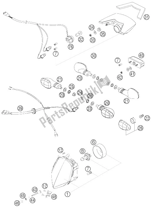 All parts for the Lighting System of the KTM 950 Supermoto Orange Europe 2006