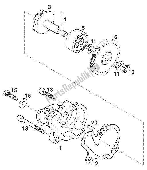 Todas las partes para Bomba De Agua Euro 125 '96 de KTM 125 LC2 100 Orange Europe 110372 1997