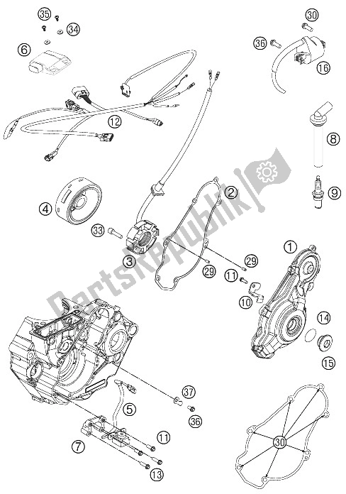 All parts for the Ignition System of the KTM 450 SX F USA 2012