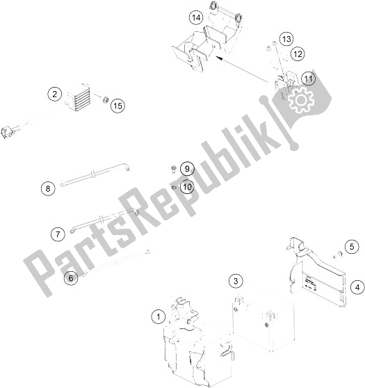 All parts for the Battery of the KTM Freeride 250 R Australia 2015