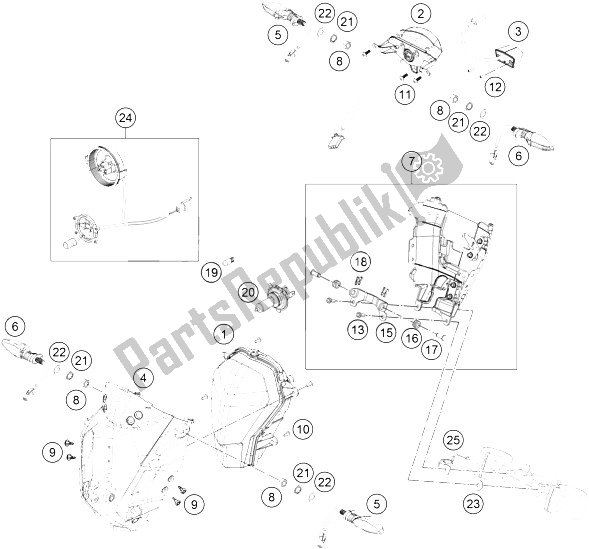 All parts for the Lighting System of the KTM 200 Duke WH W O ABS B D 15 Asia 2015