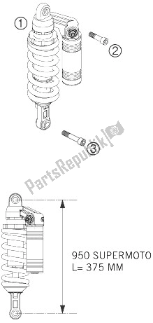 Todas as partes de Monoshock do KTM 950 Supermoto Orange 07 Europe 2007