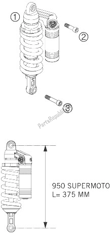 All parts for the Monoshock of the KTM 950 Supermoto R Europe 2007