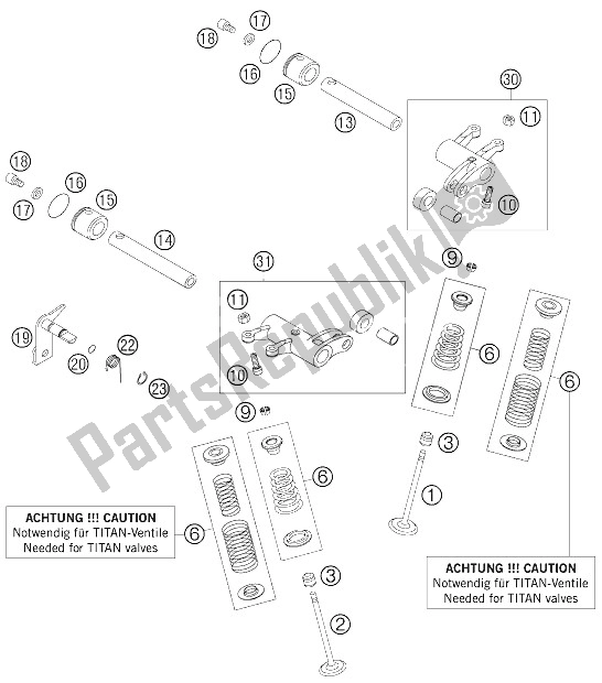 All parts for the Valve Drive Racing of the KTM 400 EXC Racing Australia 2005