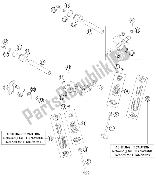 Tutte le parti per il Corsa Della Valvola del KTM 450 EXC G Racing USA 2005