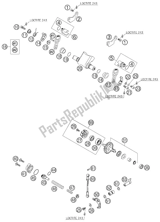 Toutes les pièces pour le Contrôle D'échappement du KTM 250 EXC SIX Days Europe 2008