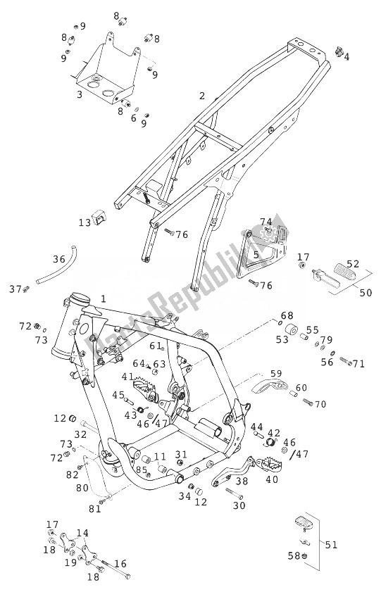 All parts for the Frame , 400/640 Lc4 '9 of the KTM 620 LC 4 Competition Europe 1999