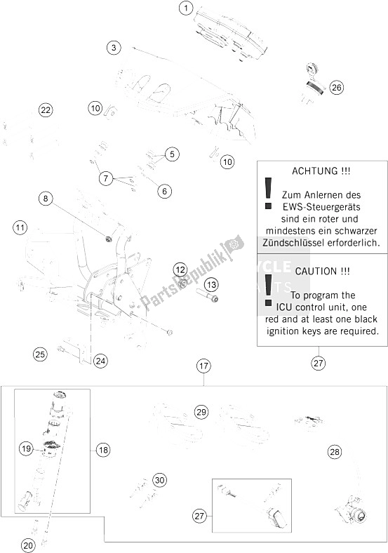 Tutte le parti per il Strumenti / Sistema Di Blocco del KTM 990 Adventure Orange ABS 09 USA 2009