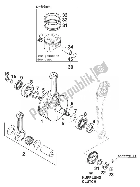 All parts for the Crankshaft - Piston 400 Sxc Us of the KTM 400 SX C 20 KW Europe 1998