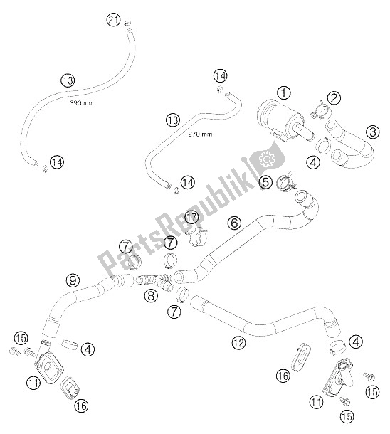 All parts for the Secondary Air System of the KTM 950 Supermoto Black USA 2006