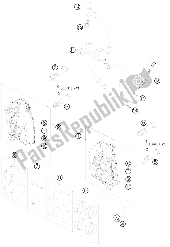 Tutte le parti per il Pinza Freno Anteriore del KTM 990 Super Duke R France 2008