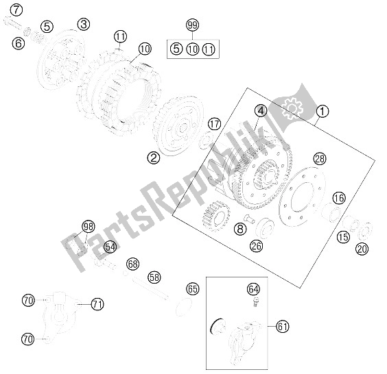 Tutte le parti per il Frizione del KTM 85 SXS 17 14 Europe 2012