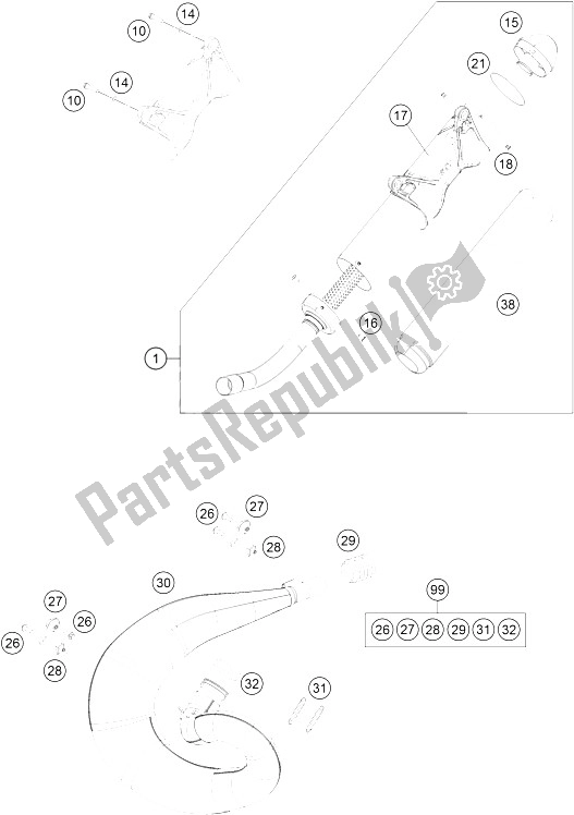 Tutte le parti per il Impianto Di Scarico del KTM 250 SX Europe 2016