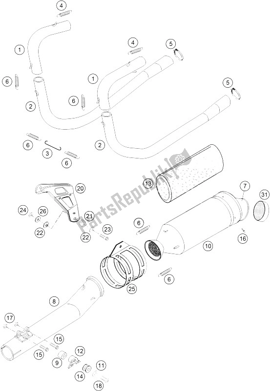 Alle onderdelen voor de Uitlaatsysteem van de KTM 450 Rallye Factory Repl Europe 2005