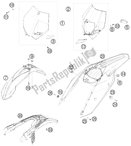 All parts for the Mask, Fenders of the KTM 200 XC W South Africa 2008