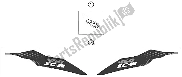 All parts for the Decal of the KTM 450 XC W USA 2012