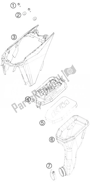 Tutte le parti per il Scatola Filtro Aria del KTM 50 SXS USA 2014