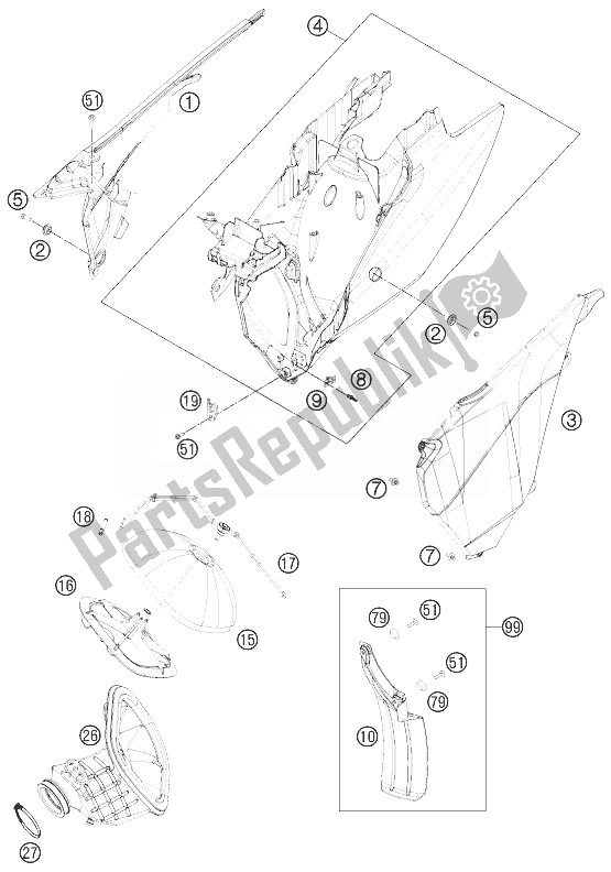 All parts for the Air Filter of the KTM 450 SMR Europe 2013