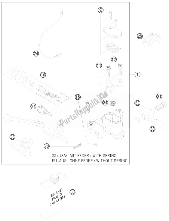 Todas las partes para Cilindro De Freno De Mano de KTM 450 EXC USA 2010